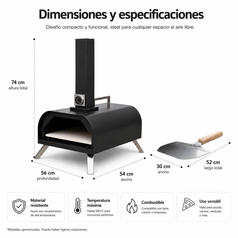 Horno Barbacoa De Carbón Para Pizza Con Chimenea Integrada Y Parrilla