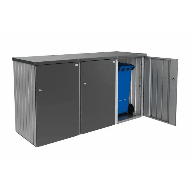 Biohort – Alex contenedor de cubos de basura modular con ruedas plata metálica