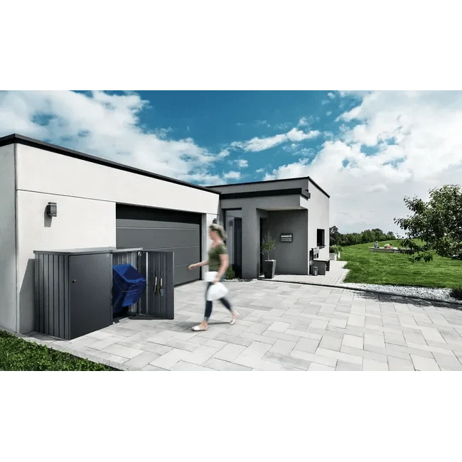 Biohort – Alex contenedor de cubos de basura modular con ruedas plata metálica