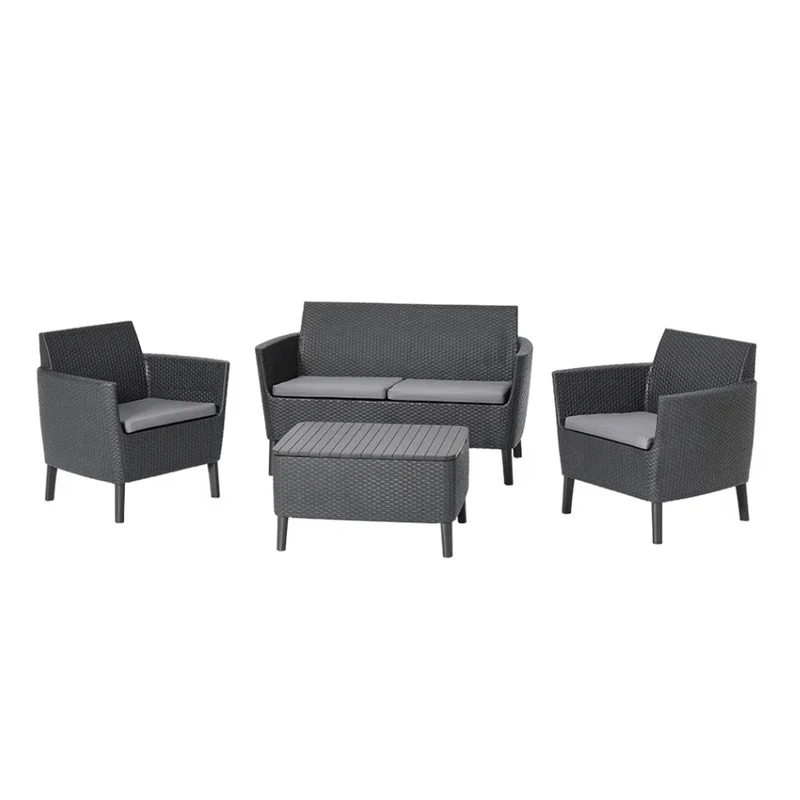 Keter - Conjunto de exterior 4 plazas Salemo Lounge grafito