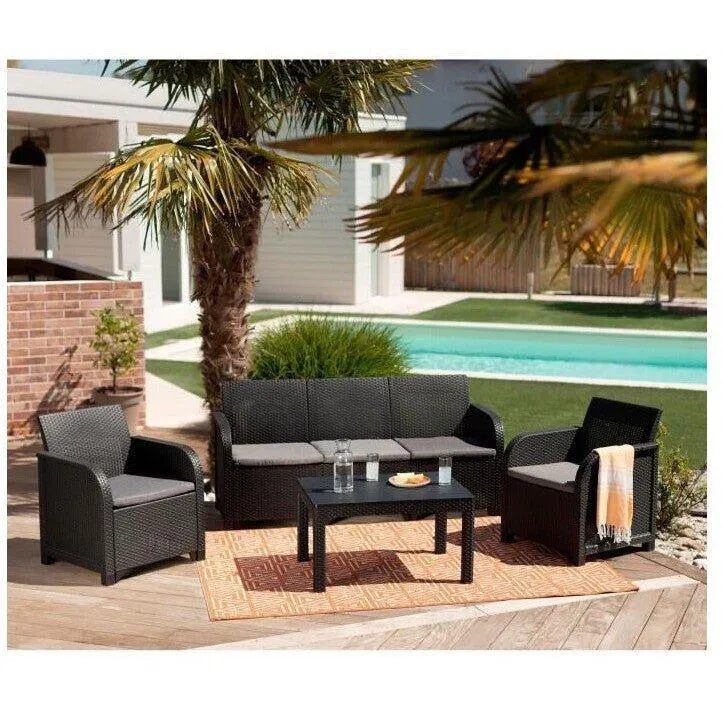 Keter - Conjunto de exterior 5 plazas Rosalie Lounge grafito