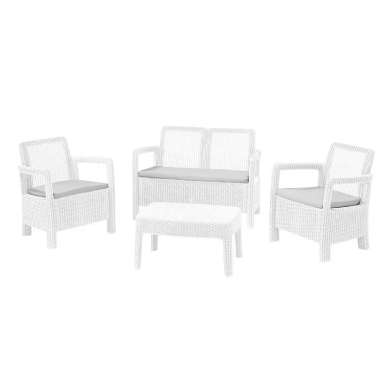 Keter - Conjunto de exterior 4 plazas Tarifa Lounge blanco