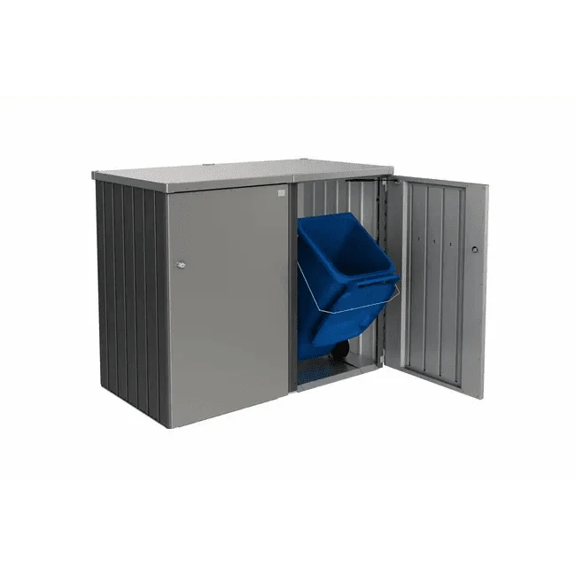 Biohort – Alex contenedor doble de cubos de basura modular con ruedas Plata metálica