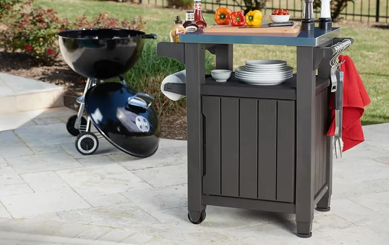 Keter - Mueble barbacoa pequeño de exterior marrón