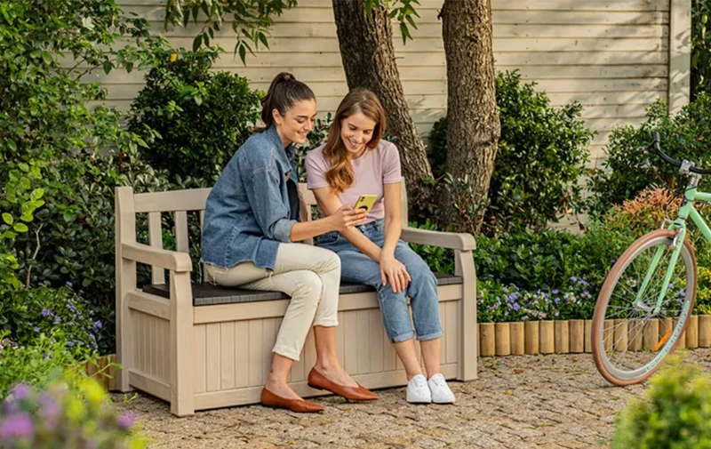 Keter - Banco arcón de exterior Eden Garden Bench marrón/beige