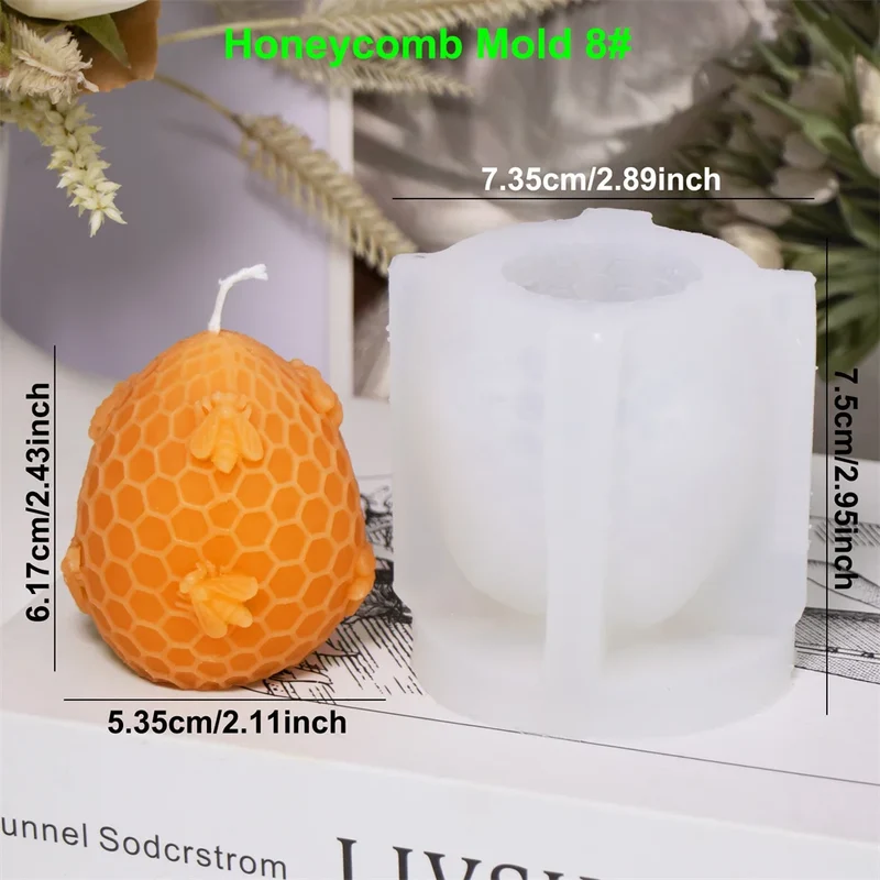 3D Bee Honeycomb Candle Silicone Mold DIY Honeycomb