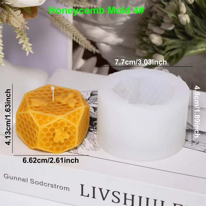 3D Bee Honeycomb Candle Silicone Mold DIY Honeycomb