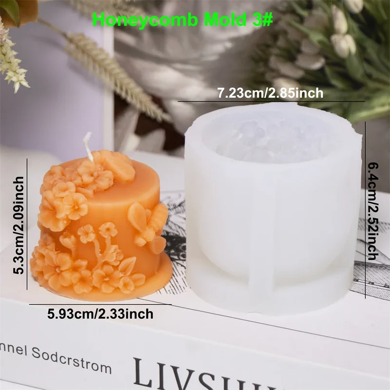 3D Bee Honeycomb Candle Silicone Mold DIY Honeycomb