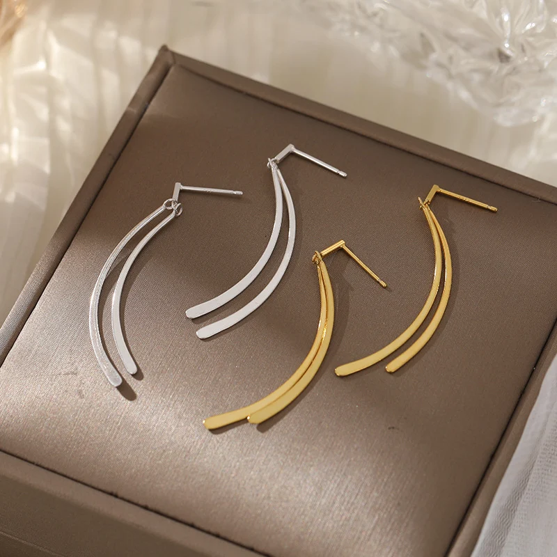 Under the banyan tree S925 silver cold wind cross temperament long earrings