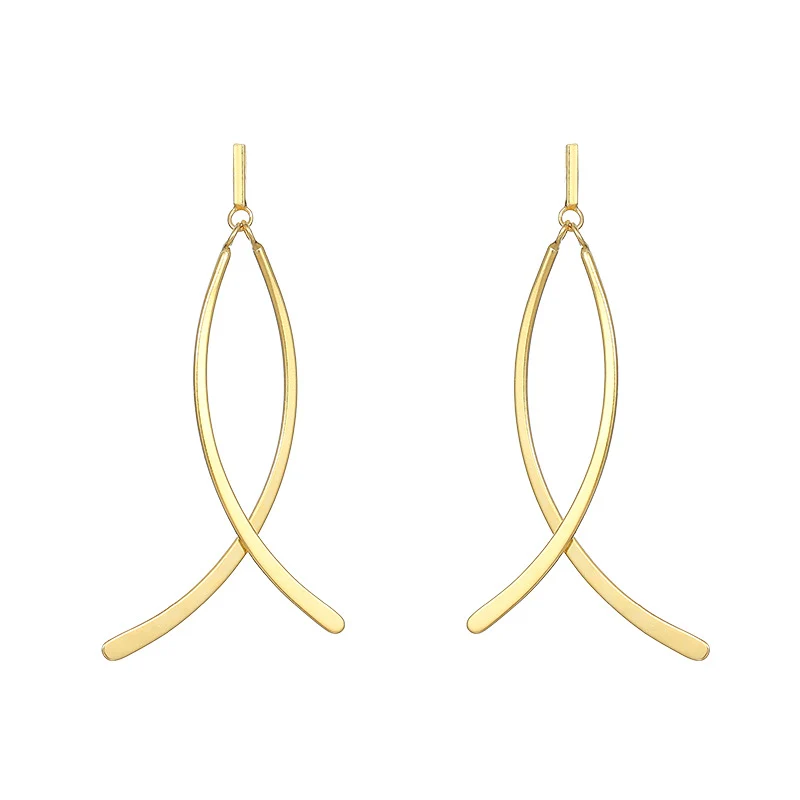 Under the banyan tree S925 silver cold wind cross temperament long earrings