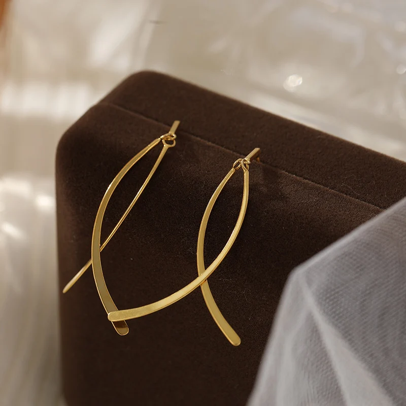 Under the banyan tree S925 silver cold wind cross temperament long earrings