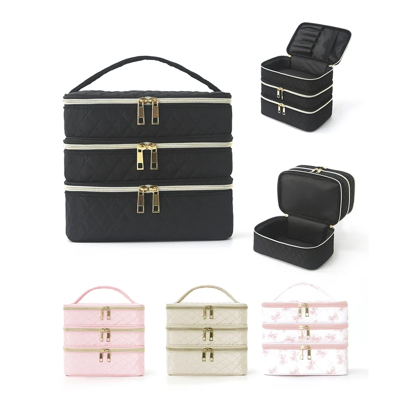 Three-Layer Travel Cosmetic Bag