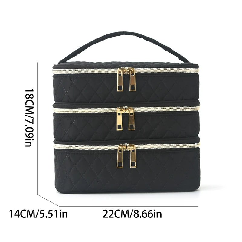 Three-Layer Travel Cosmetic Bag