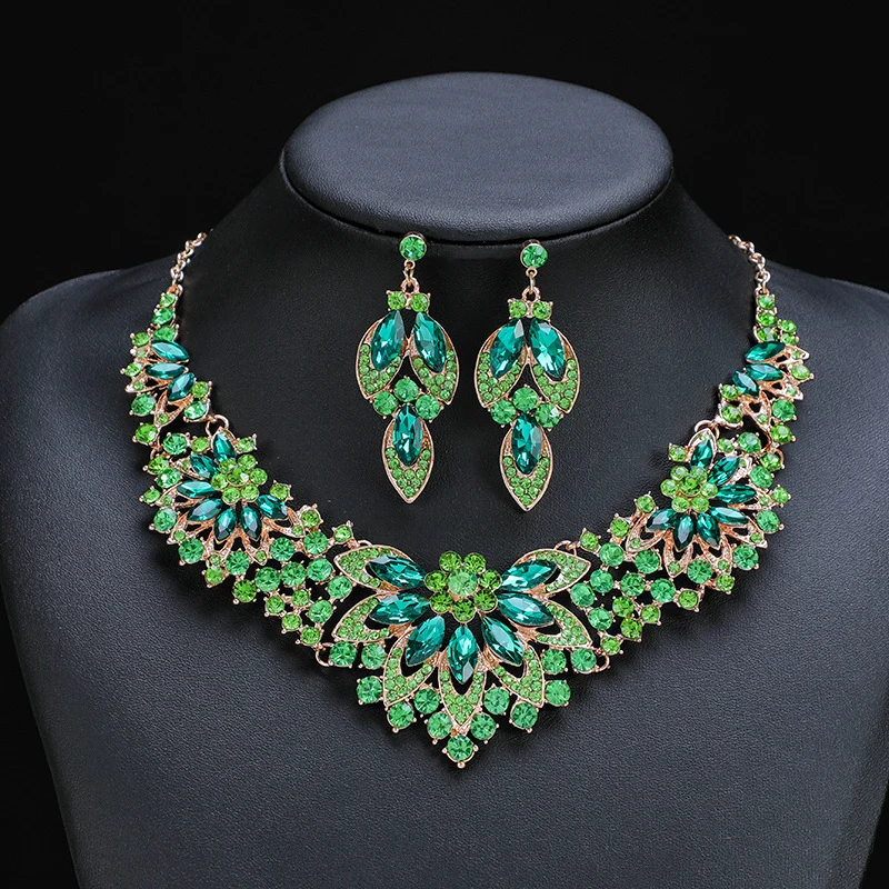 Retro Leaf & Flower Necklace Set (2-Piece)