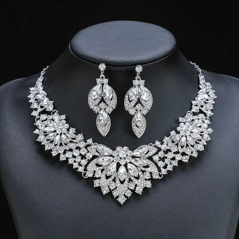 Retro Leaf & Flower Necklace Set (2-Piece)