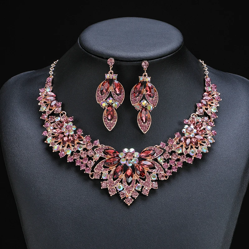 Retro Leaf & Flower Necklace Set (2-Piece)