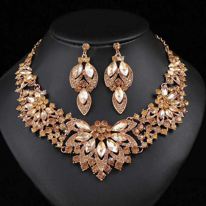 Retro Leaf & Flower Necklace Set (2-Piece)