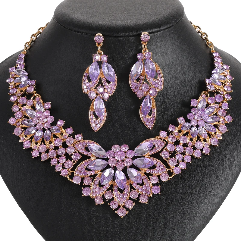 Retro Leaf & Flower Necklace Set (2-Piece)