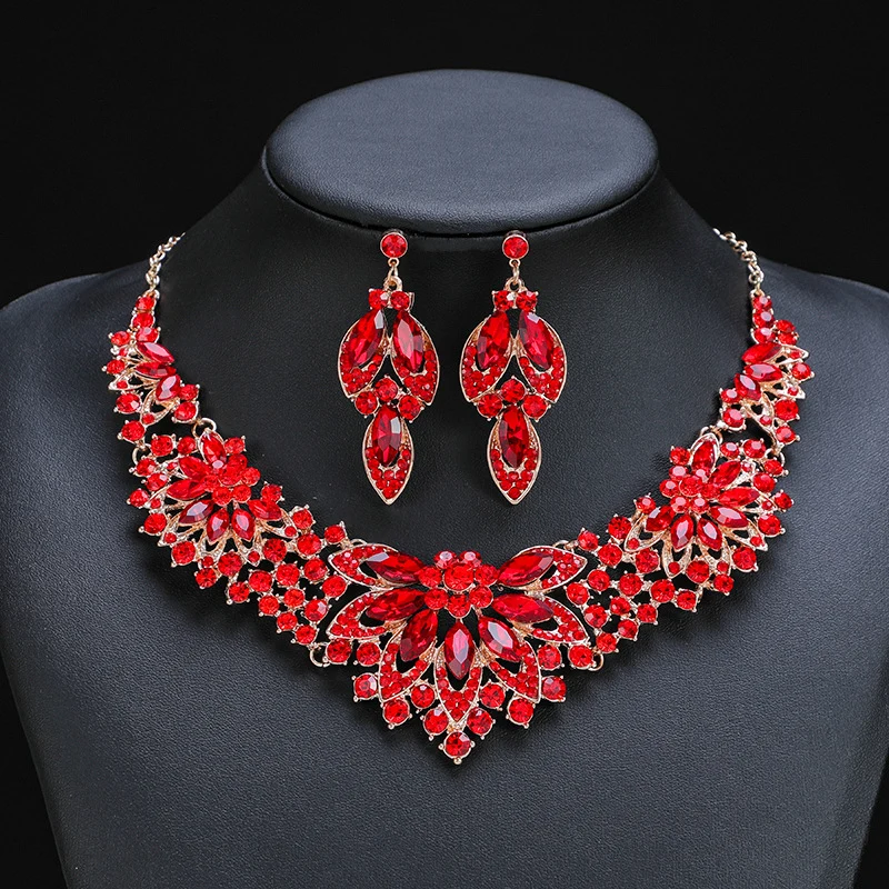 Retro Leaf & Flower Necklace Set (2-Piece)