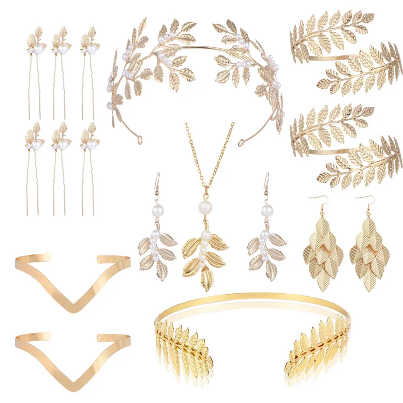Baroque Golden Leaf Bridal Jewelry Set