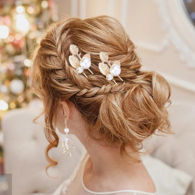 Baroque Golden Leaf Bridal Jewelry Set