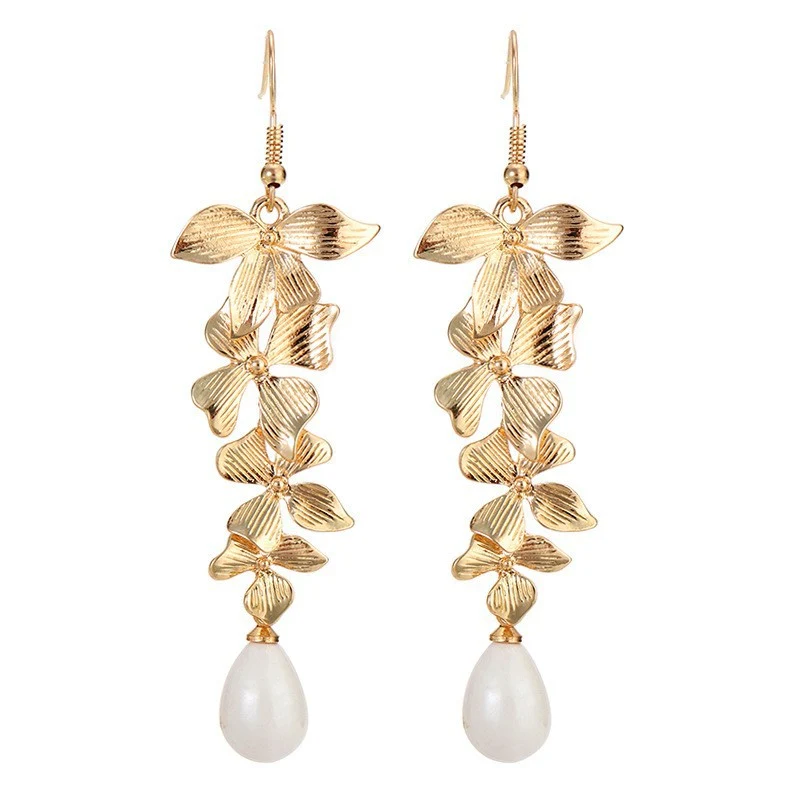 Baroque Golden Leaf Bridal Jewelry Set