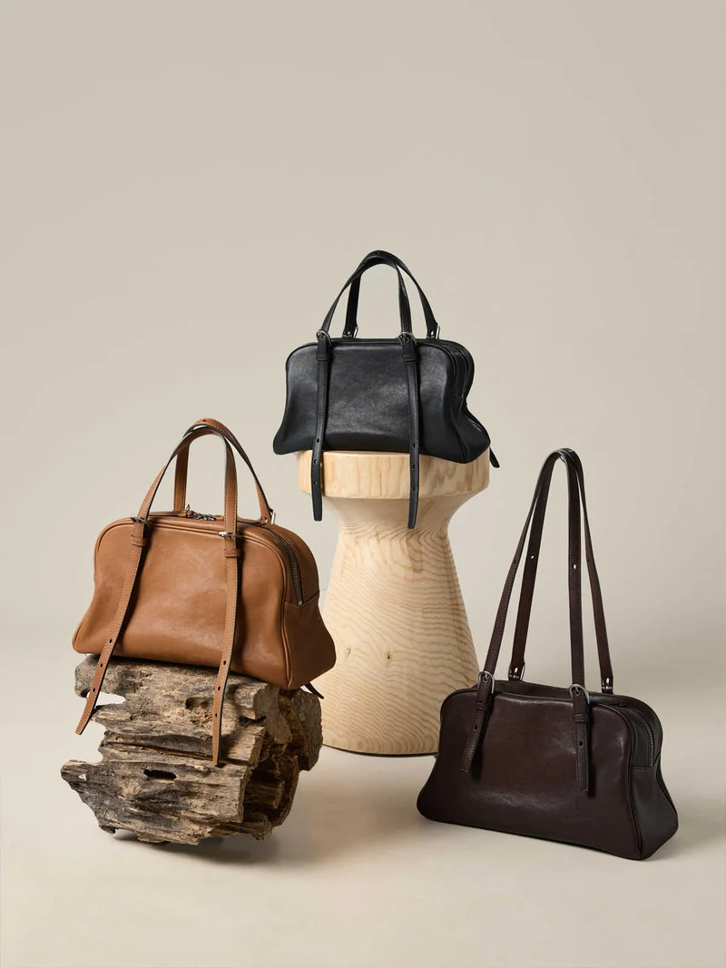 Retro Large Capacity Leather Bowling Bag