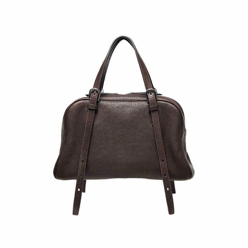 Retro Large Capacity Leather Bowling Bag