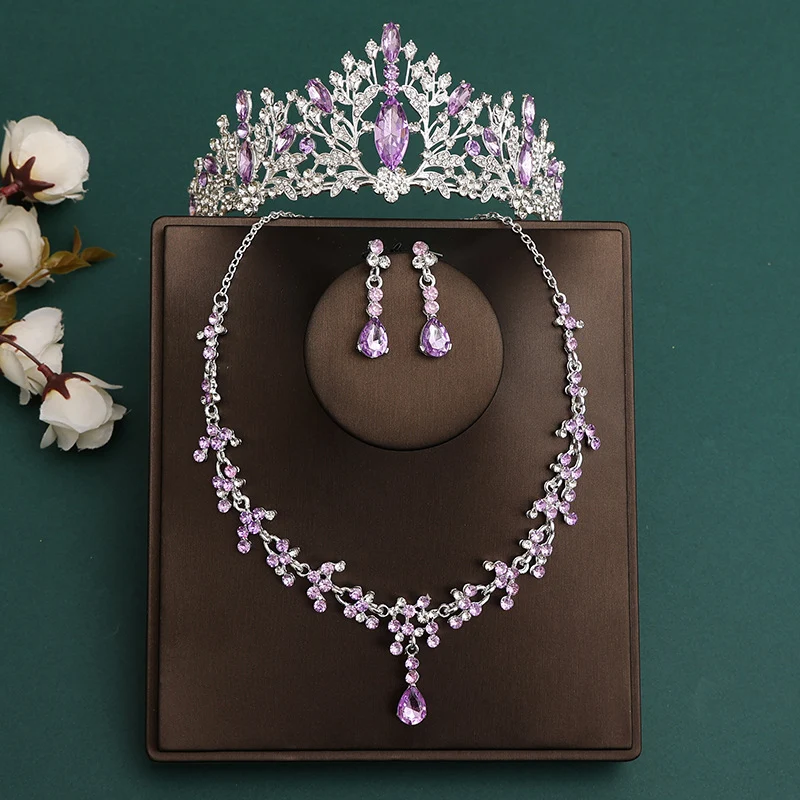 Bridal Crown, Necklace & Hair Accessories Set