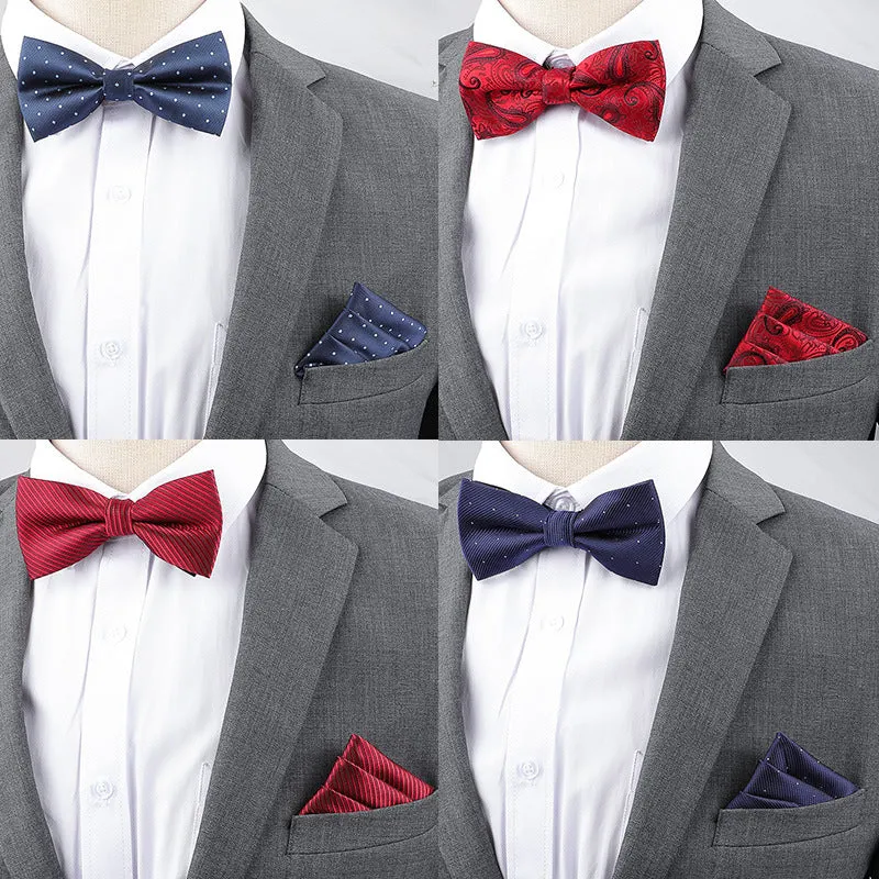 Men's Multicolor Bow Tie & Pocket Square Set