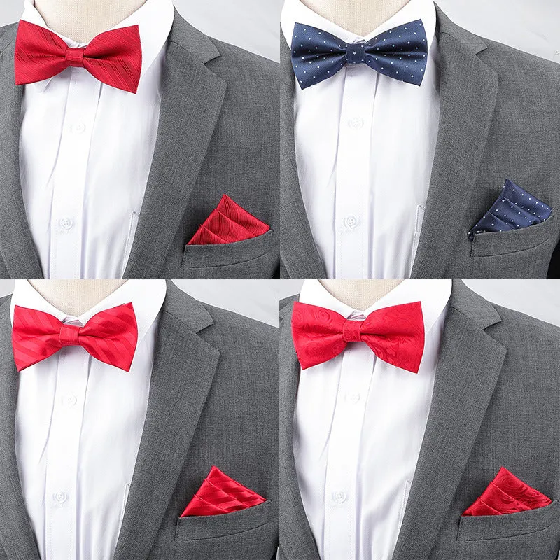 Men's Multicolor Bow Tie & Pocket Square Set