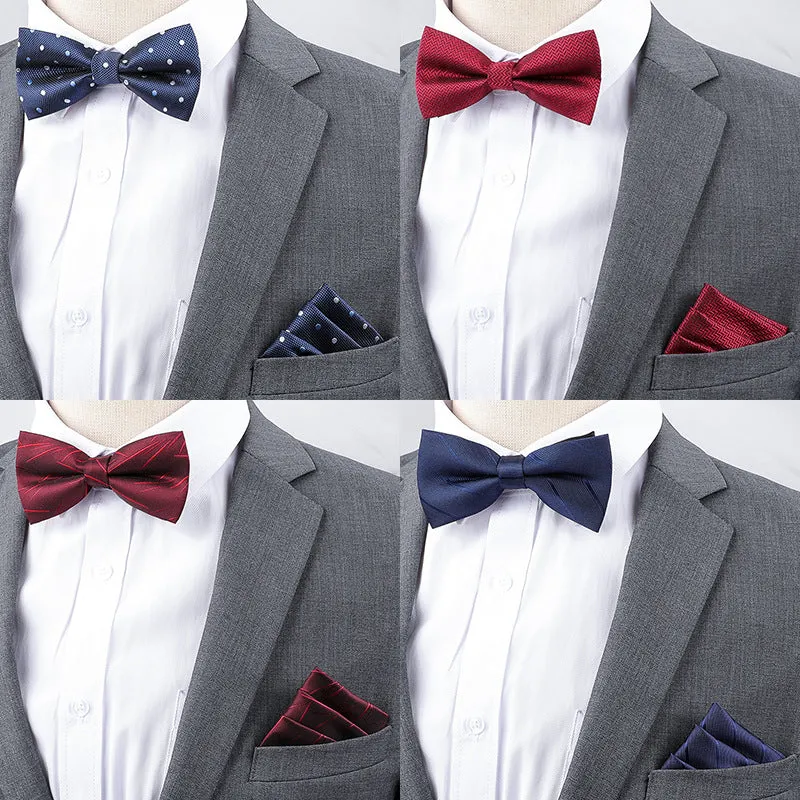 Men's Multicolor Bow Tie & Pocket Square Set