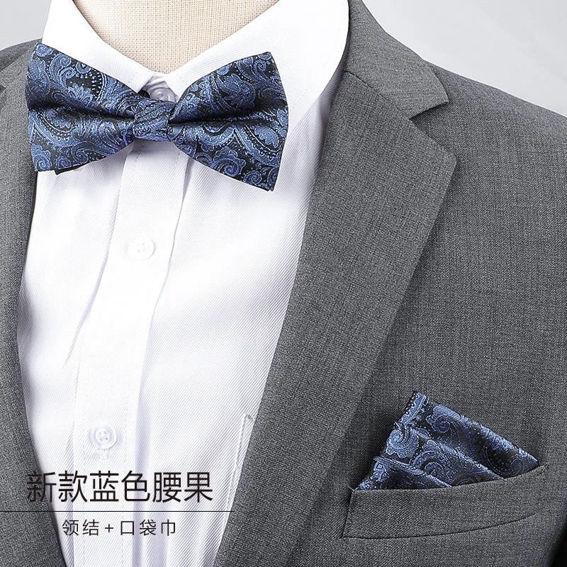 Men's Multicolor Bow Tie & Pocket Square Set