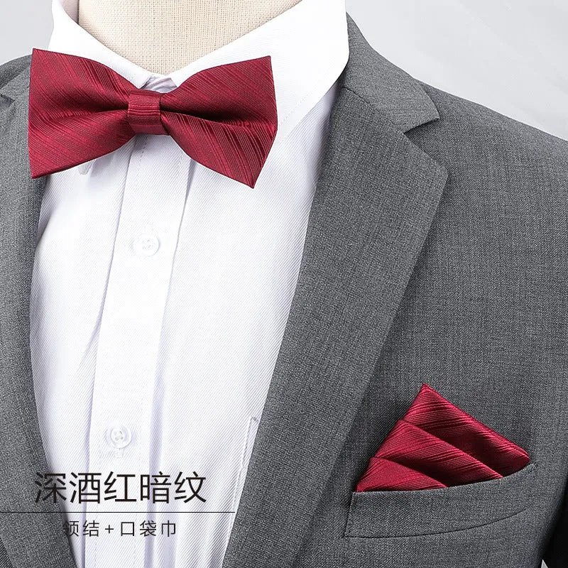 Men's Multicolor Bow Tie & Pocket Square Set