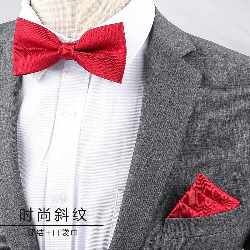 Men's Multicolor Bow Tie & Pocket Square Set