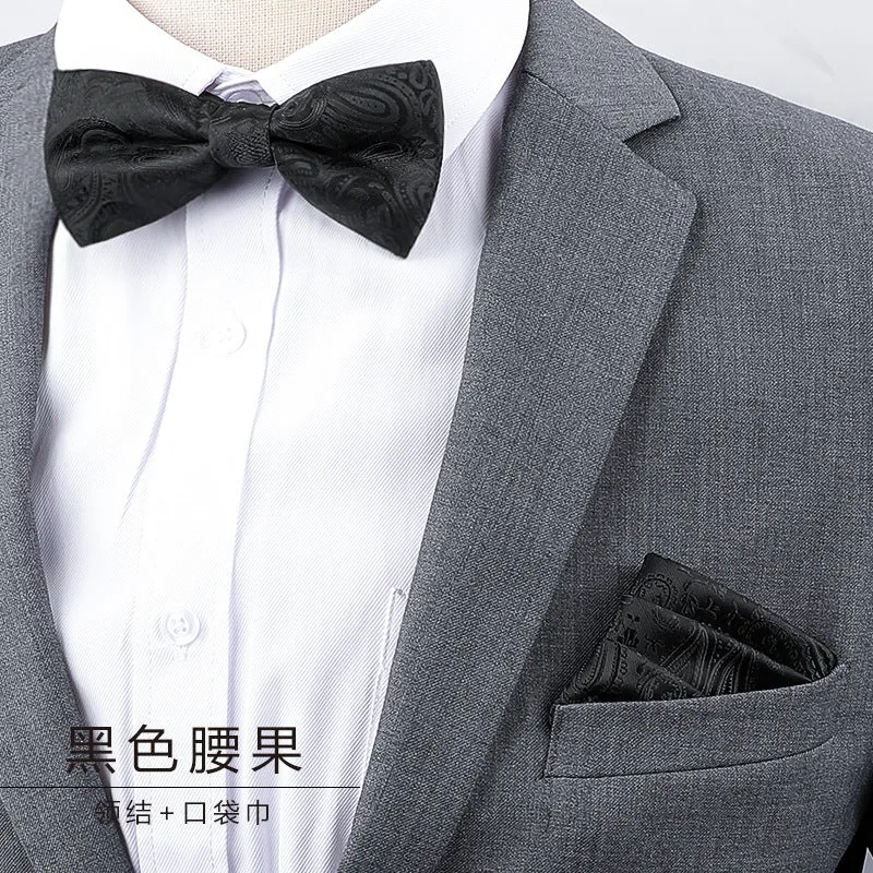 Men's Multicolor Bow Tie & Pocket Square Set