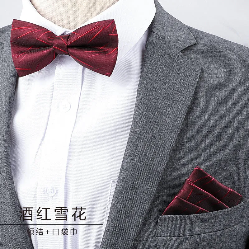 Men's Multicolor Bow Tie & Pocket Square Set