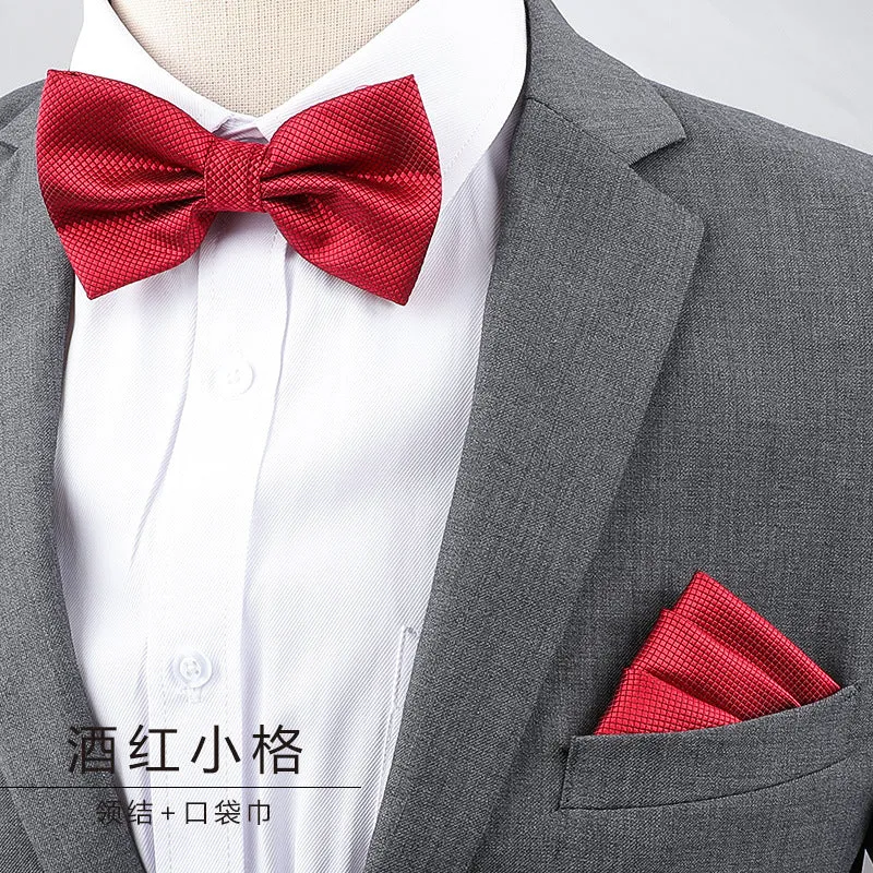 Men's Multicolor Bow Tie & Pocket Square Set