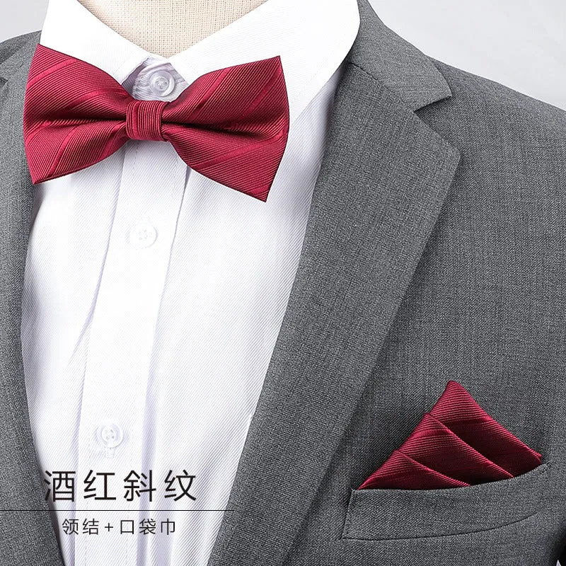 Men's Multicolor Bow Tie & Pocket Square Set