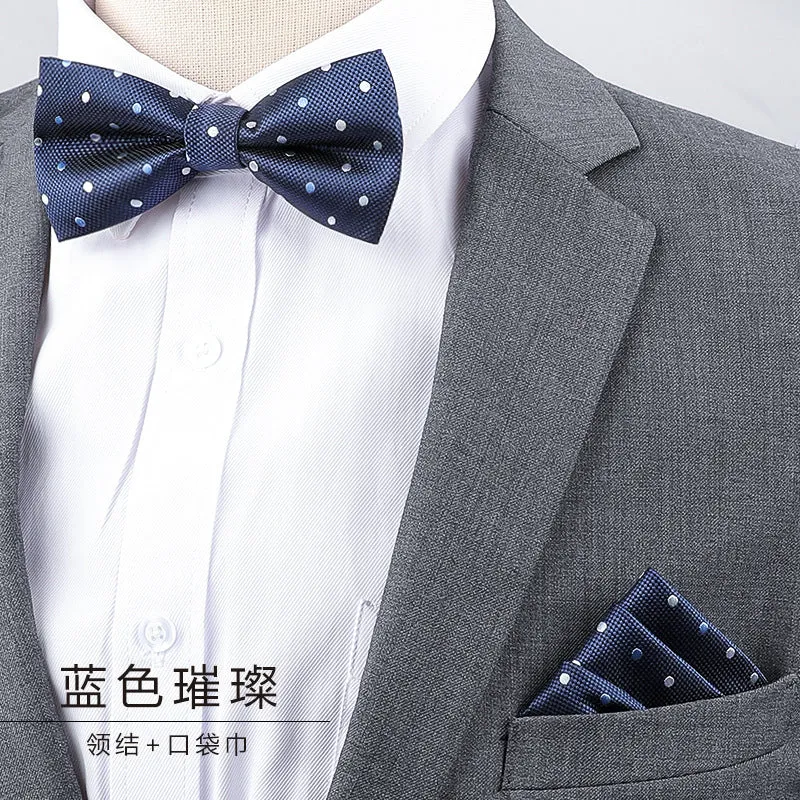 Men's Multicolor Bow Tie & Pocket Square Set