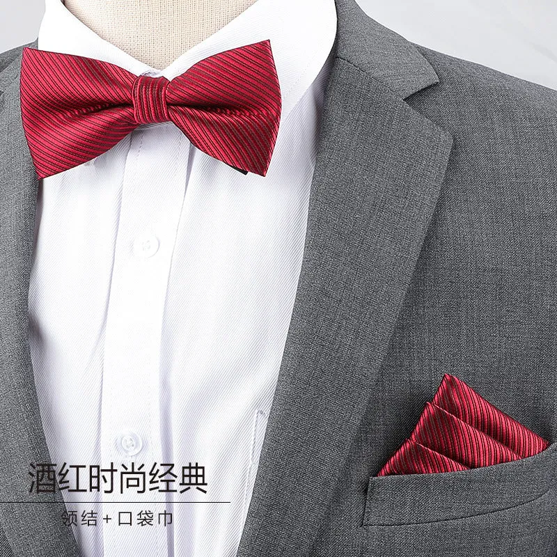 Men's Multicolor Bow Tie & Pocket Square Set