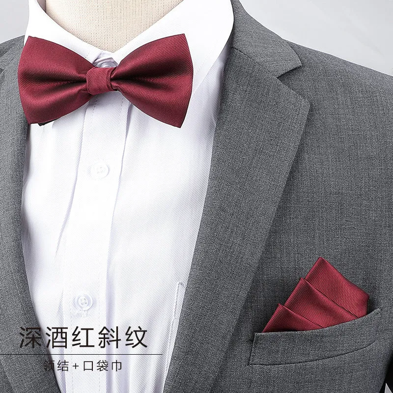 Men's Multicolor Bow Tie & Pocket Square Set