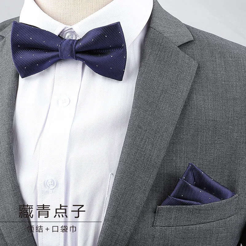Men's Multicolor Bow Tie & Pocket Square Set