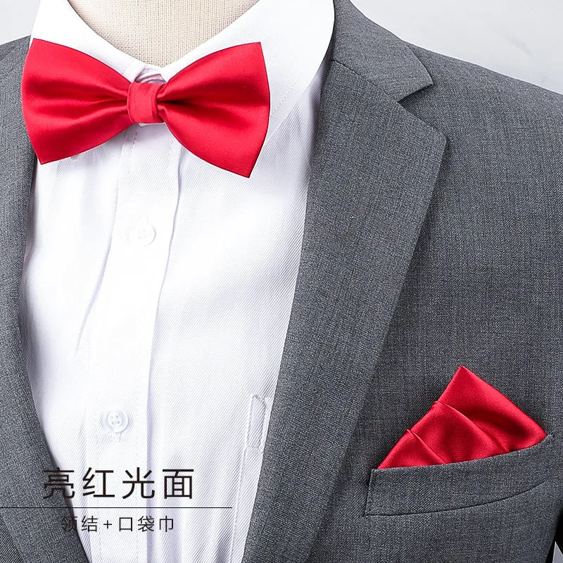 Men's Multicolor Bow Tie & Pocket Square Set