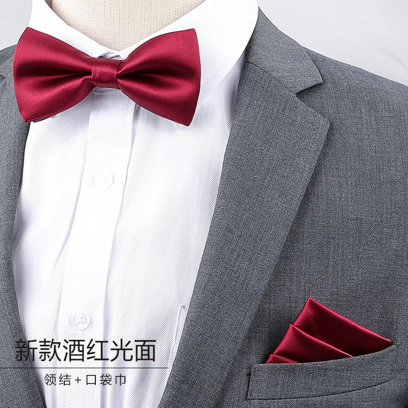 Men's Multicolor Bow Tie & Pocket Square Set