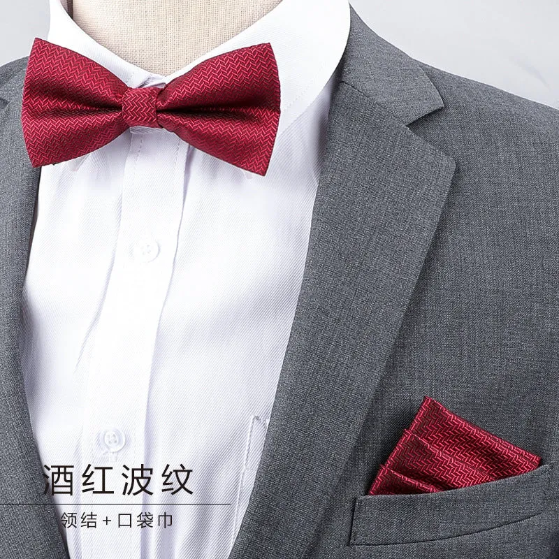 Men's Multicolor Bow Tie & Pocket Square Set
