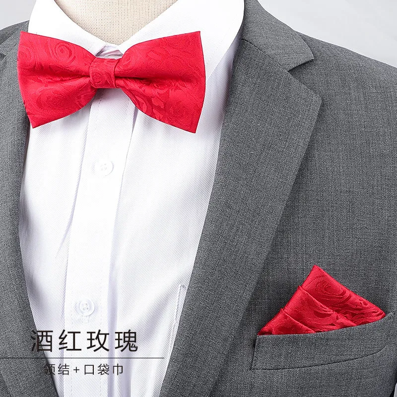 Men's Multicolor Bow Tie & Pocket Square Set