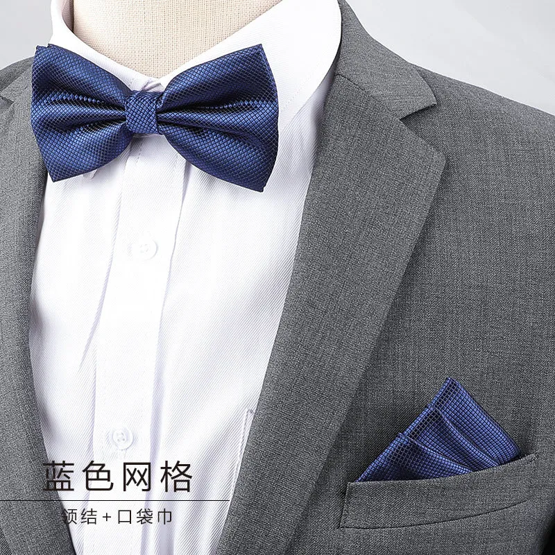 Men's Multicolor Bow Tie & Pocket Square Set