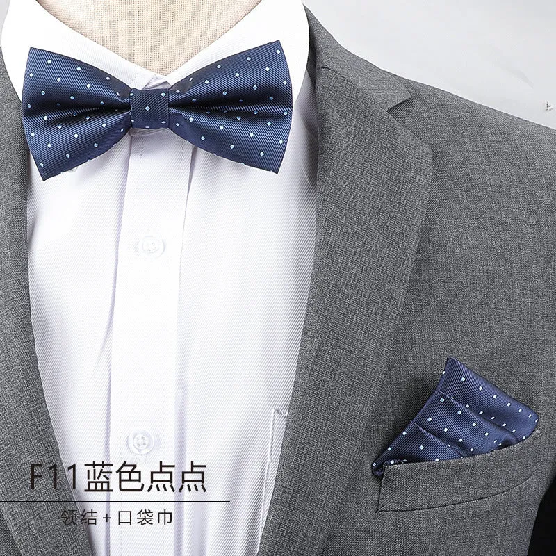 Men's Multicolor Bow Tie & Pocket Square Set