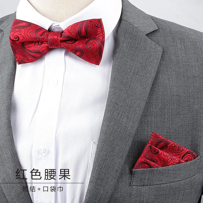 Men's Multicolor Bow Tie & Pocket Square Set